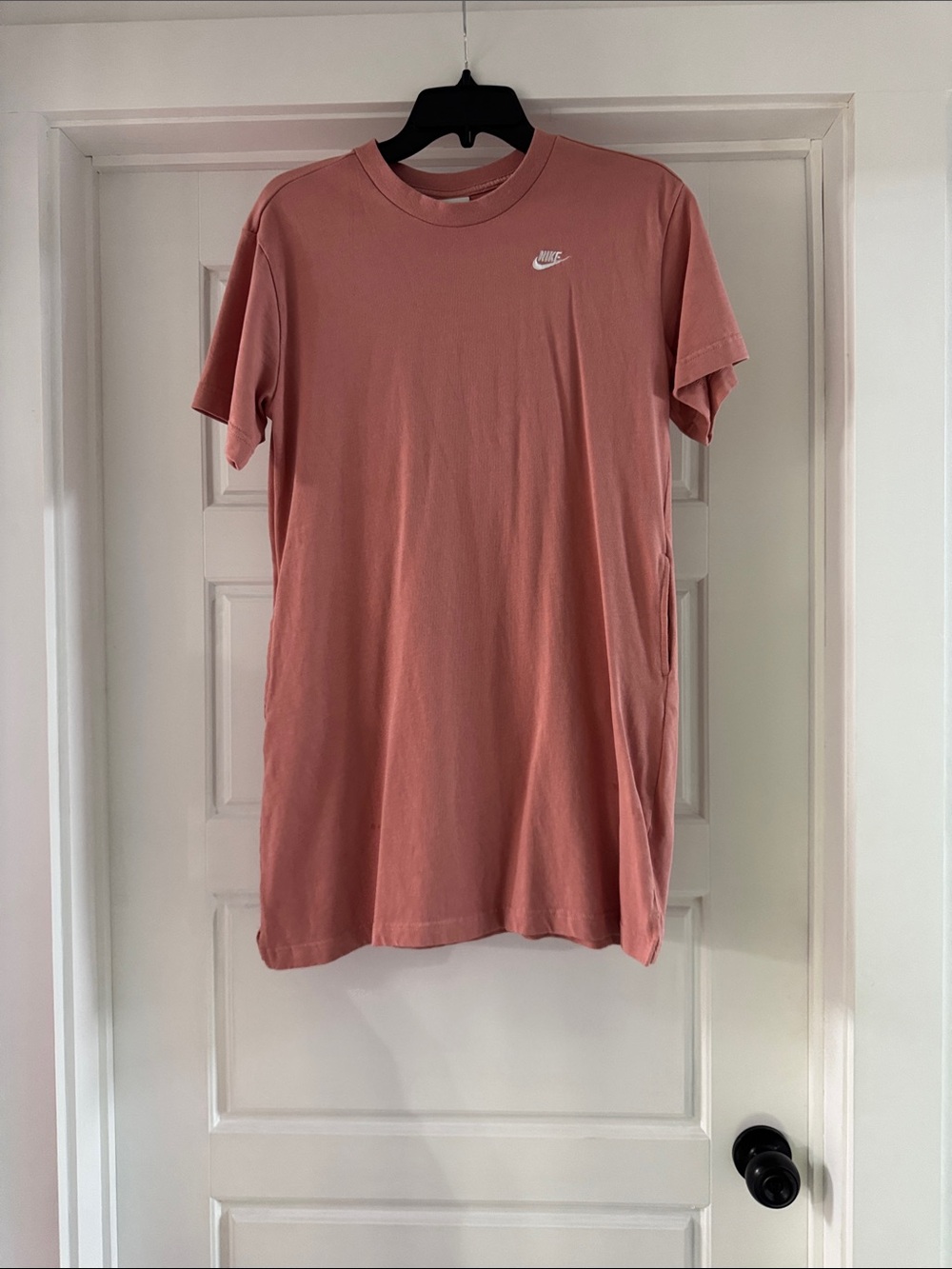 Nike Short-Sleeve Crewneck T-Shirt Dress in Dusty Rose